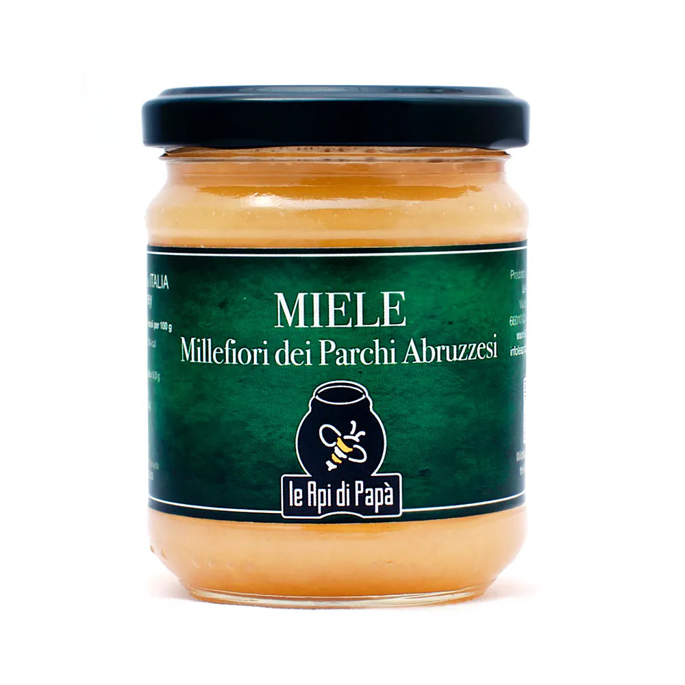 Foto di un vasetto 250g di Miele Millefiori dei Parchi Abruzzesi