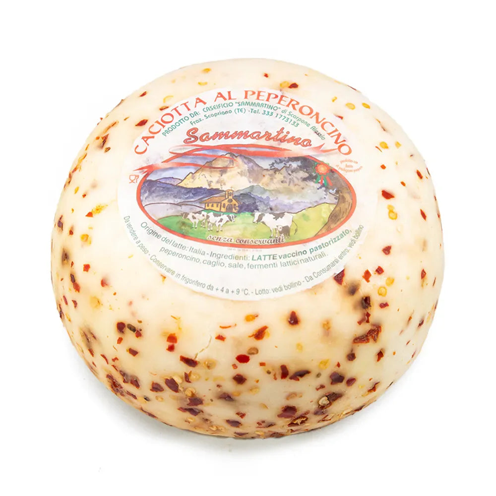 Caciotta al Peperoncino, Formaggio di Mucca Artigianale, Sammartino - Bottega Gran Sasso