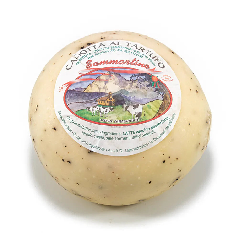 Caciotta al Tartufo, Formaggio Fresco Artigianale di Mucca, Sammartino - Bottega Gran Sasso