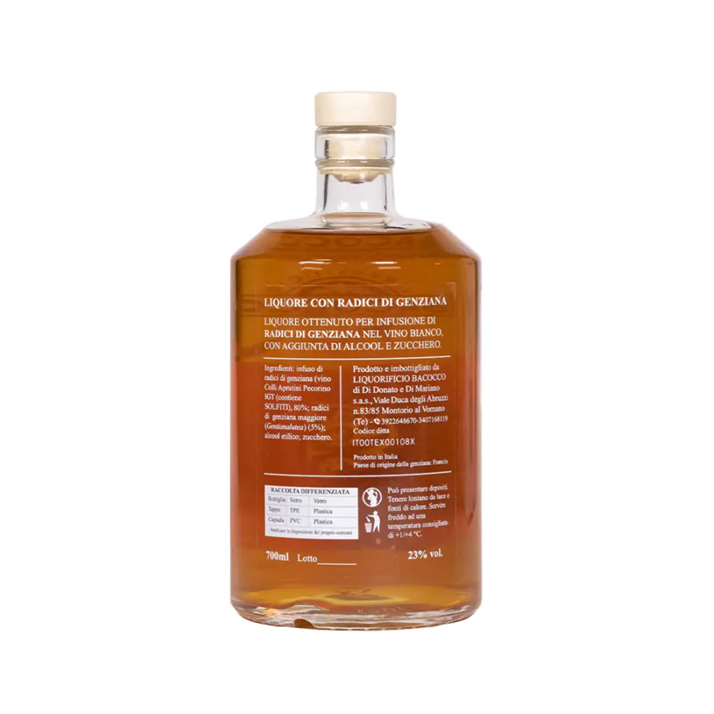 Retro bottiglia di Liquore alla Genziana Artigianale - Bacocco da 750 ml