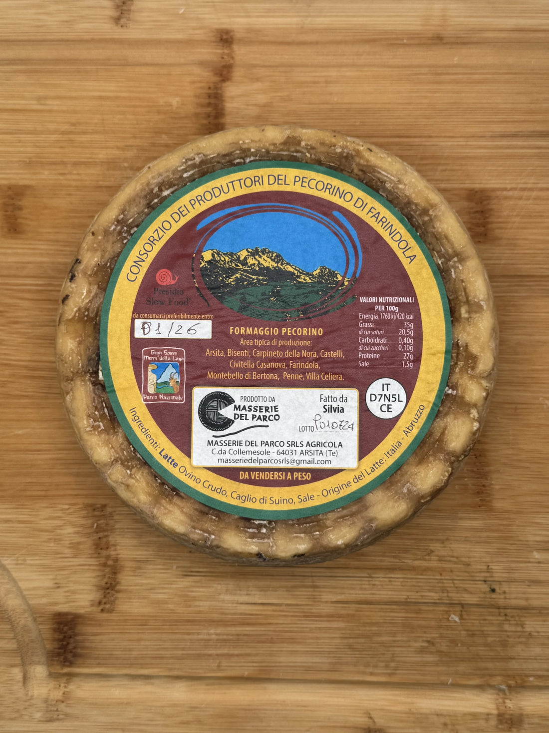 Pecorino di Farindola Stagionato - Bottega Gran Sasso